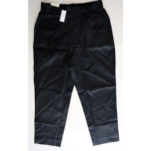 Banana Republic Women's Sz M Black Tapered Linen-Blend Pull On Ankle Pants